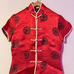 Satin Mandarin Collar Blouse